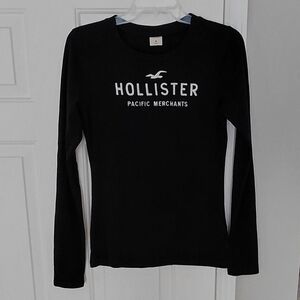 Hollister Blue Long Sleeve Tee Y2K Soft Womens Shirt Size Medium.